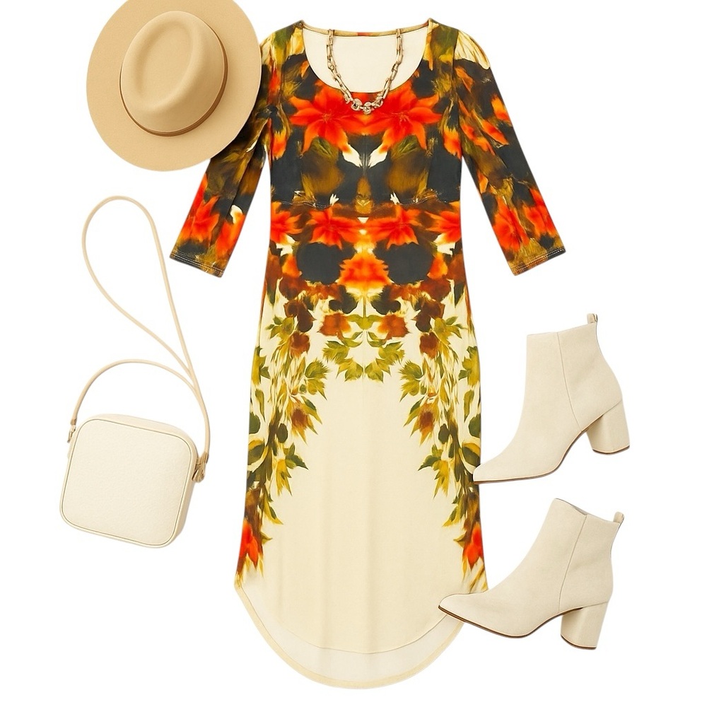 Poliana Plus XL Tropical Floral Lightweight High Low Dress Coverup Resort Chic